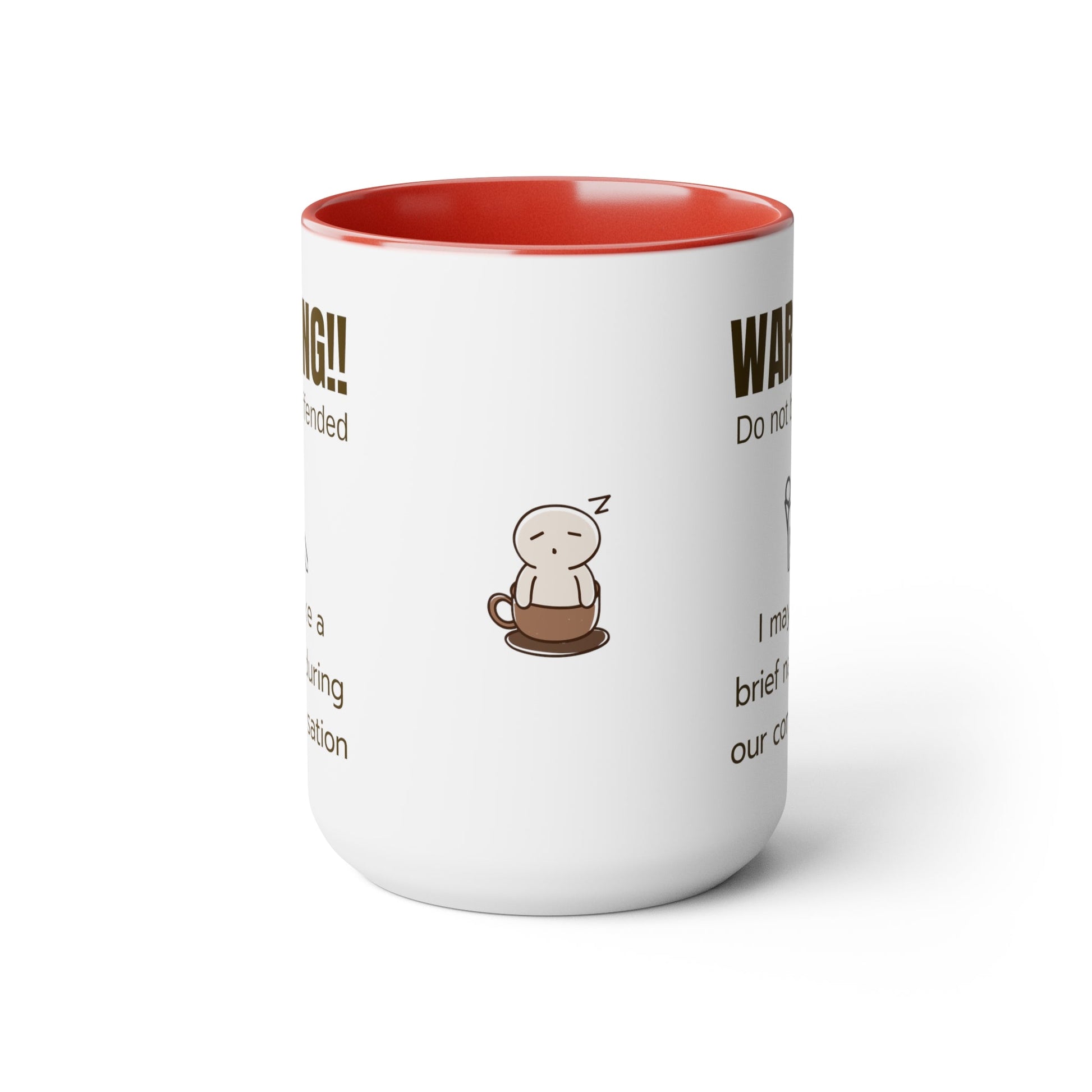 Warning I may take a nap, Funny Gift for dad grandpa black or red Two-Tone large Coffee Mugs, 15oz. - I Love Heartstrings