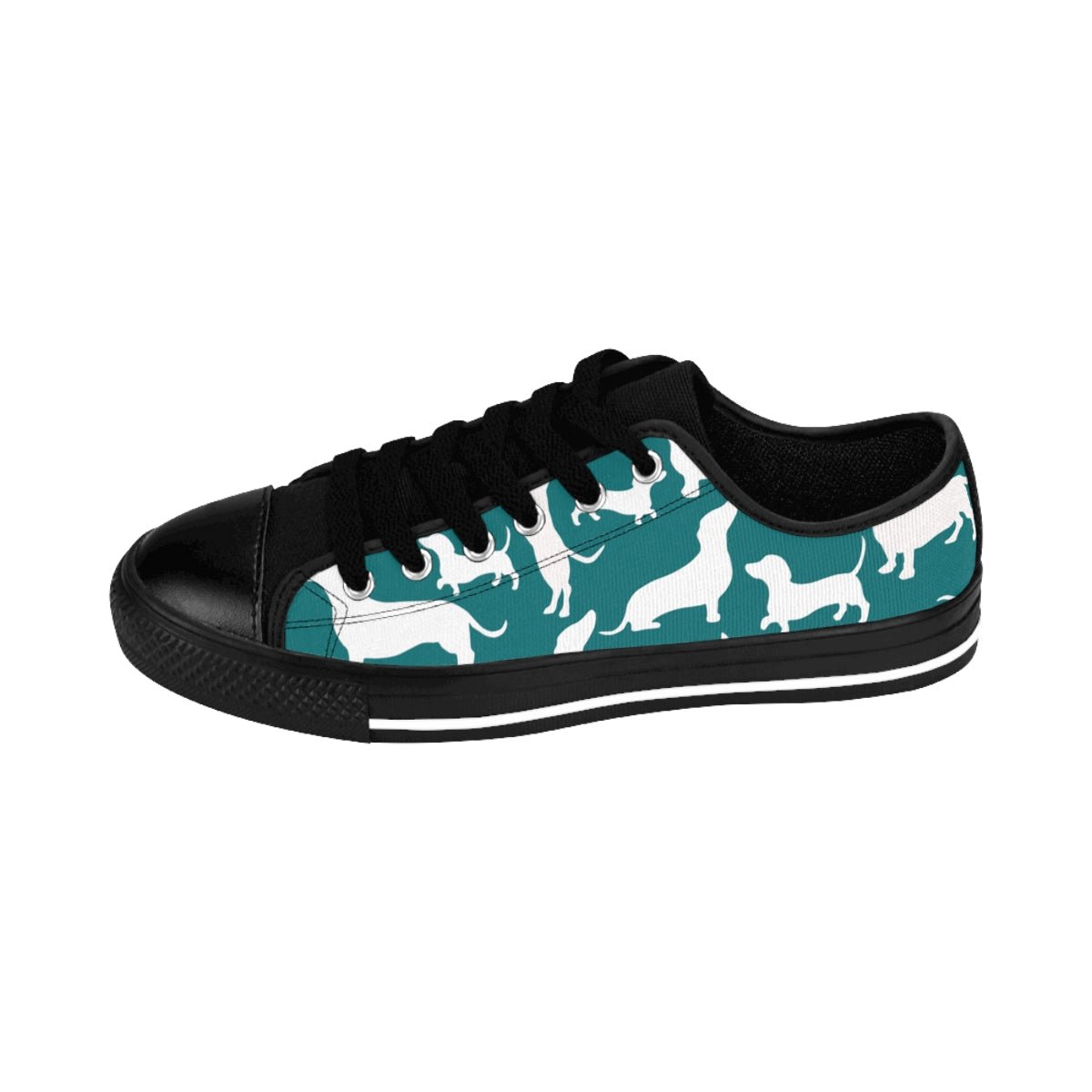 Women's Dachshund White and Green Sneakers - I Love Heartstrings