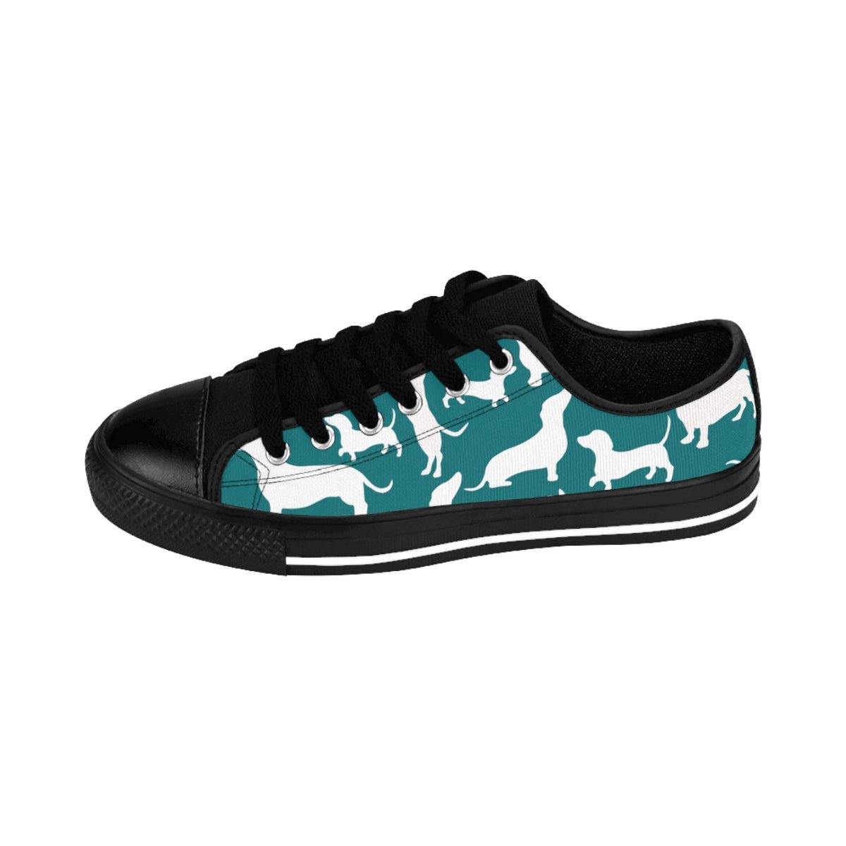 Women's Dachshund White and Green Sneakers - I Love Heartstrings