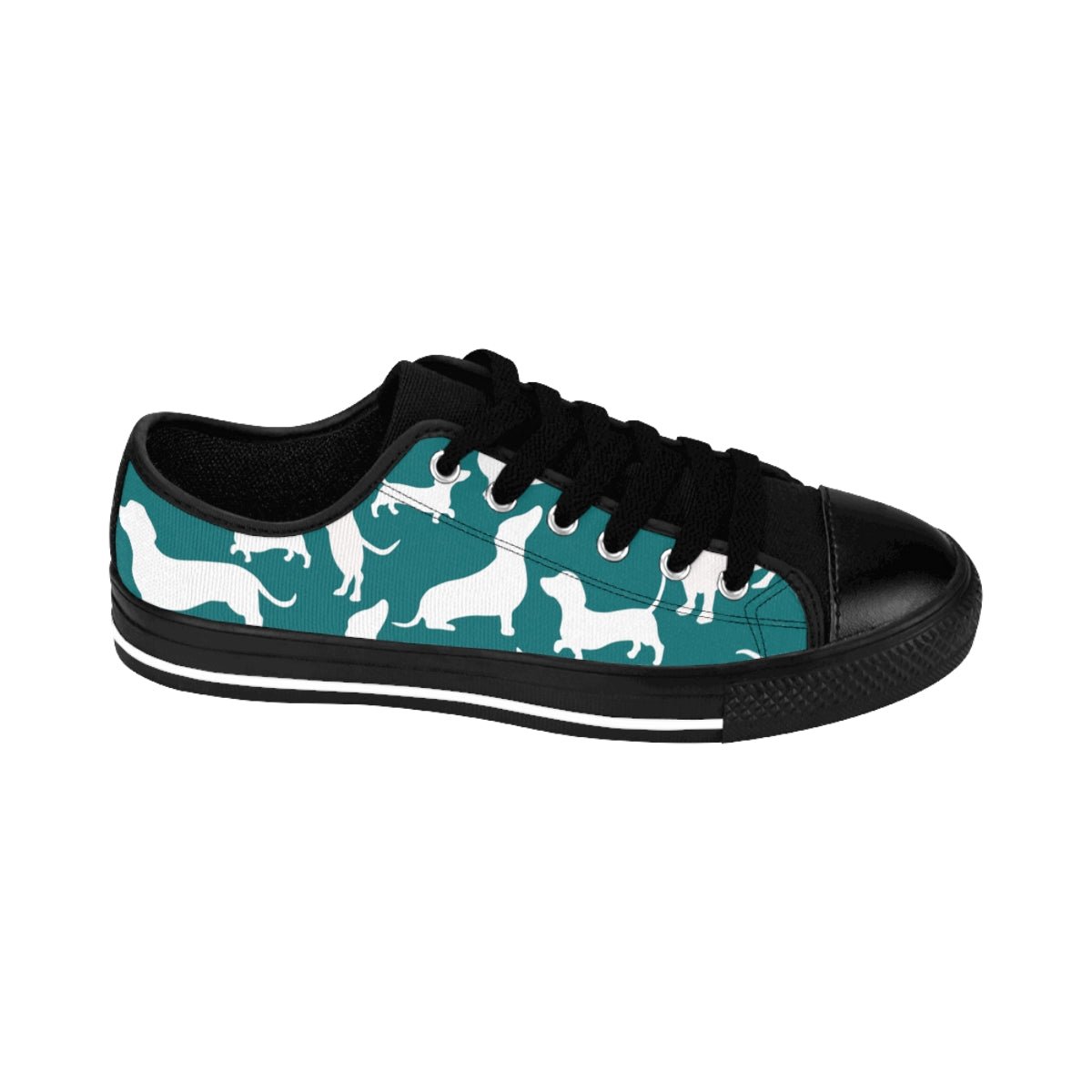 Women's Dachshund White and Green Sneakers - I Love Heartstrings